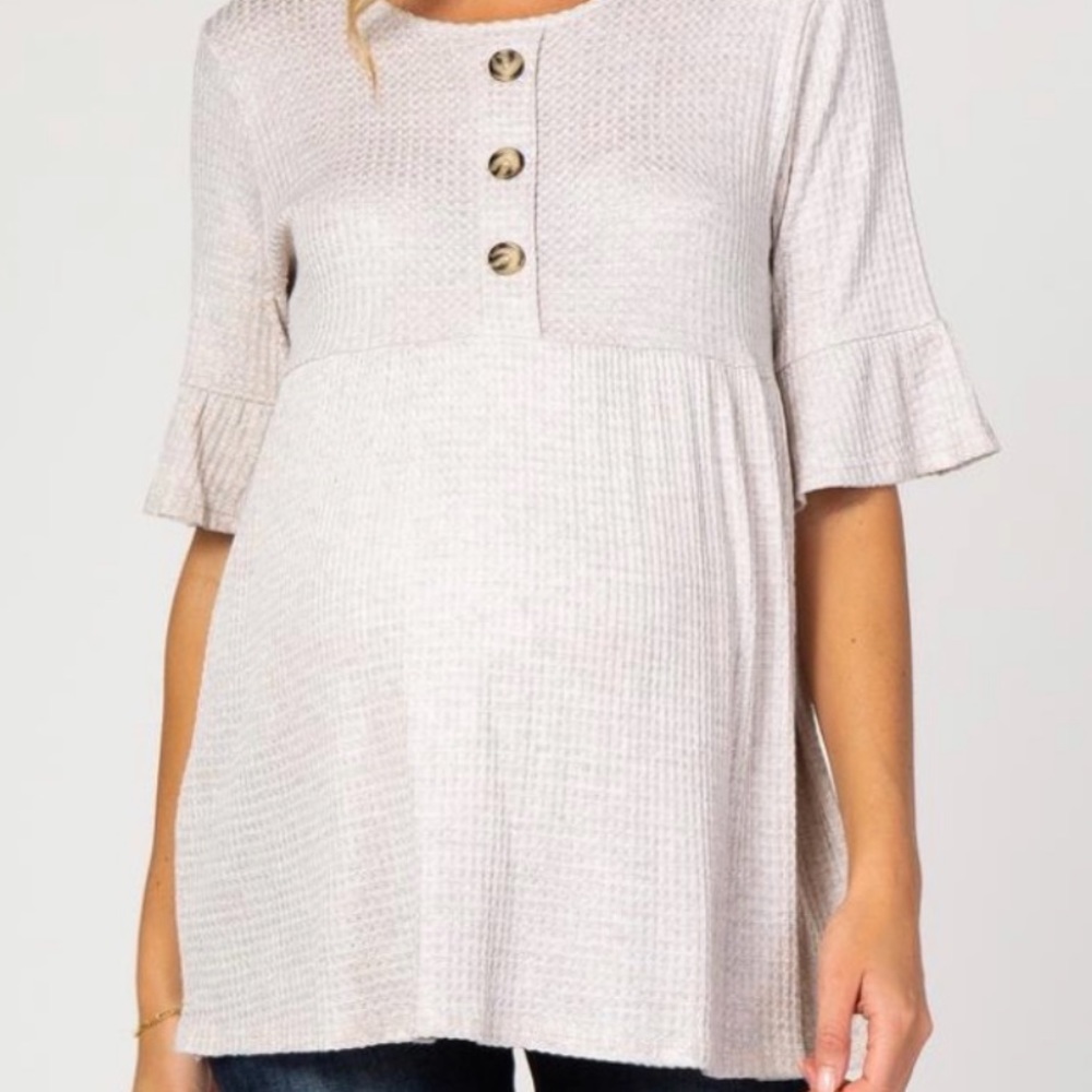 Pink Blush Waffle Knit Maternity Top